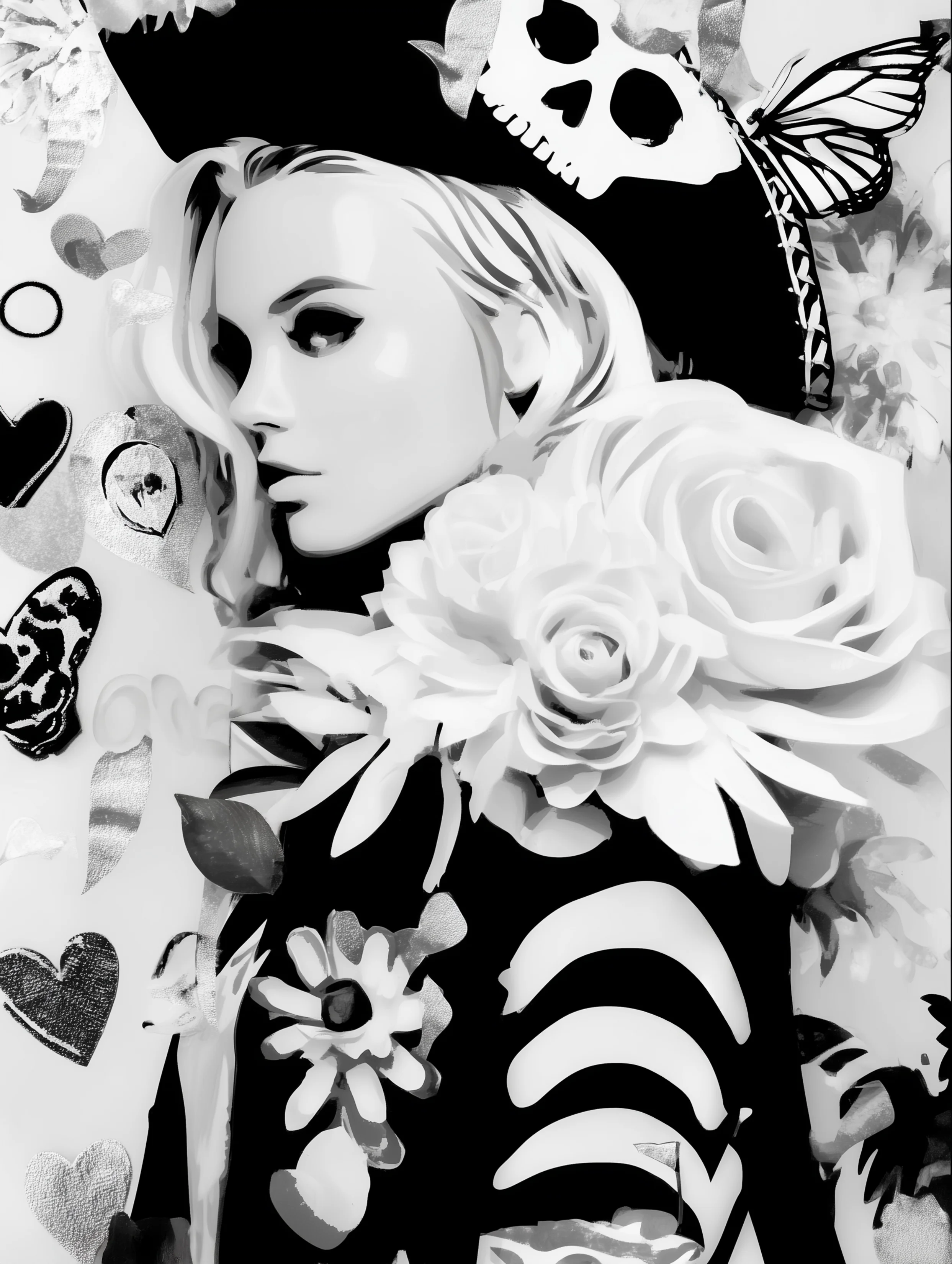 Free printable pirate coloring pages for adults featuring bunch of roses on pirate shoulder